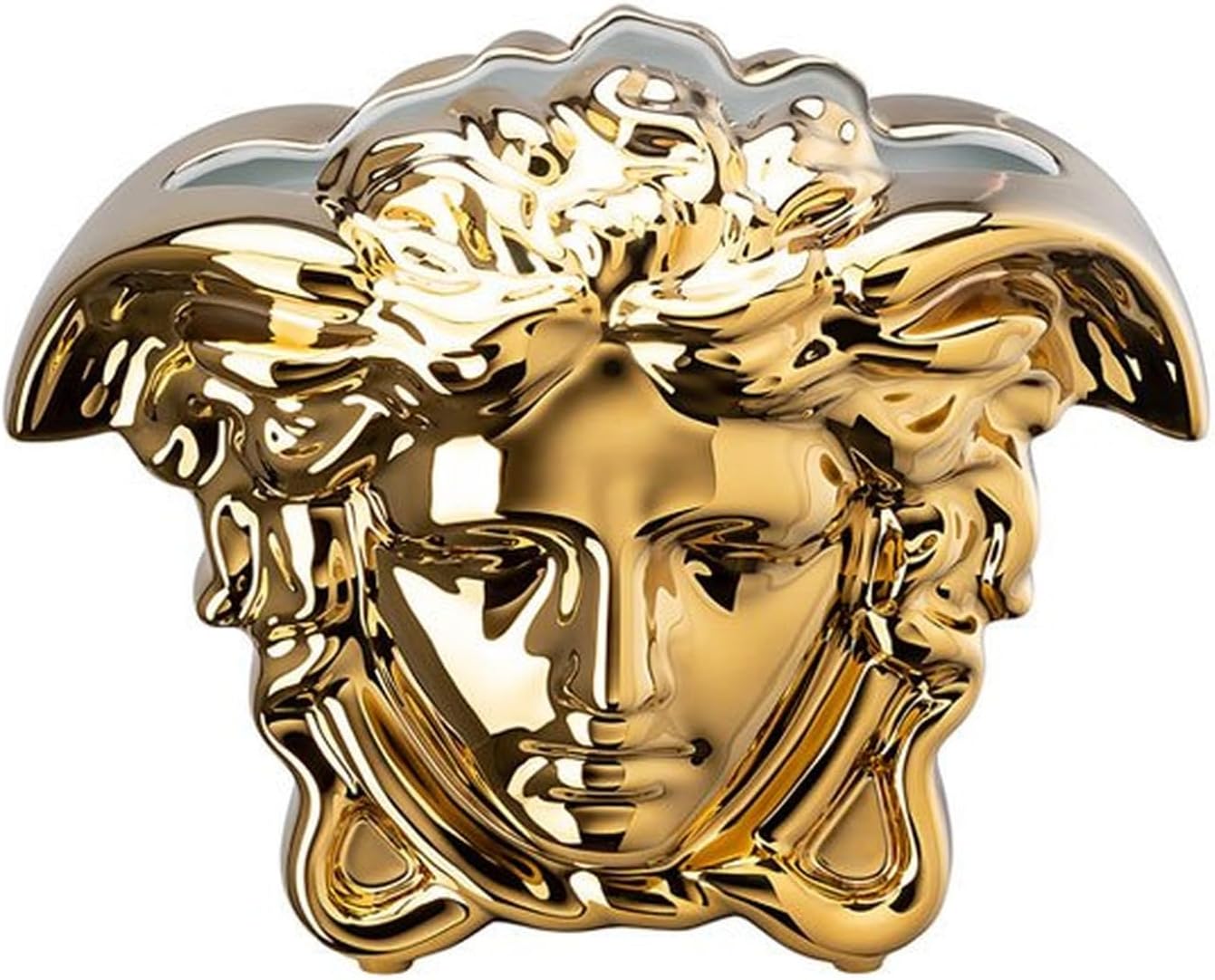 Versace Rosenthal Medusa Grande Vase, Gold, Height: 15 cm, Porcelain, Super Elegant and Luxurious