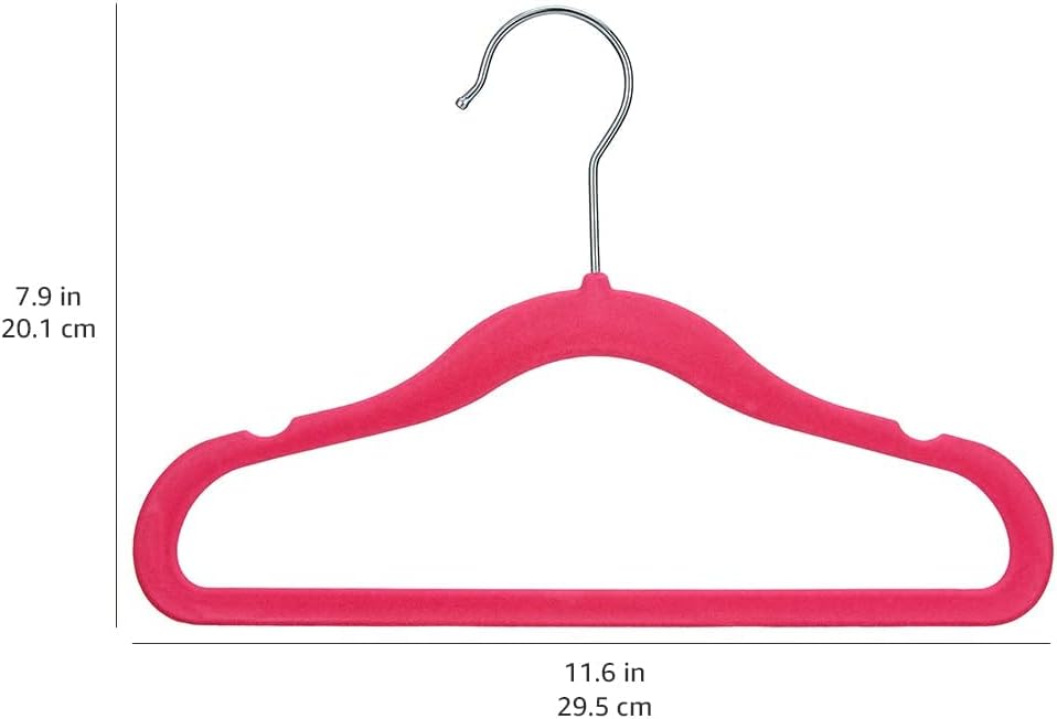 AmazonBasics Velvet Cover Childrens Hanger, Pack of 30, Pink