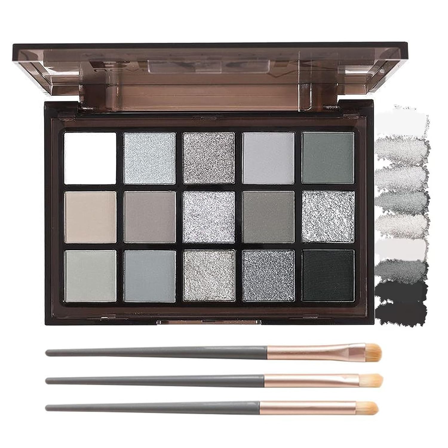 EONFAVE Goth Eyeshadow Black, 15 Colors Smoky Eyeshadow Palette, Matt Shimmer Eyeshadow Palette, Highly Pigmented Gothic Make Up Palette, Waterproof & Durable Halloween Song Shadow Palette with 3 Brushes