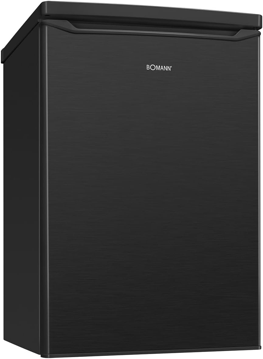 Bomann KS 7251 Fridge with Freezer, 109 Litres, Energy Efficient, Quiet & Compact, 2 Shelves, Fruit & Vegetable Compartment, 4-Star Freezer, Door Hinge Changeable, Black