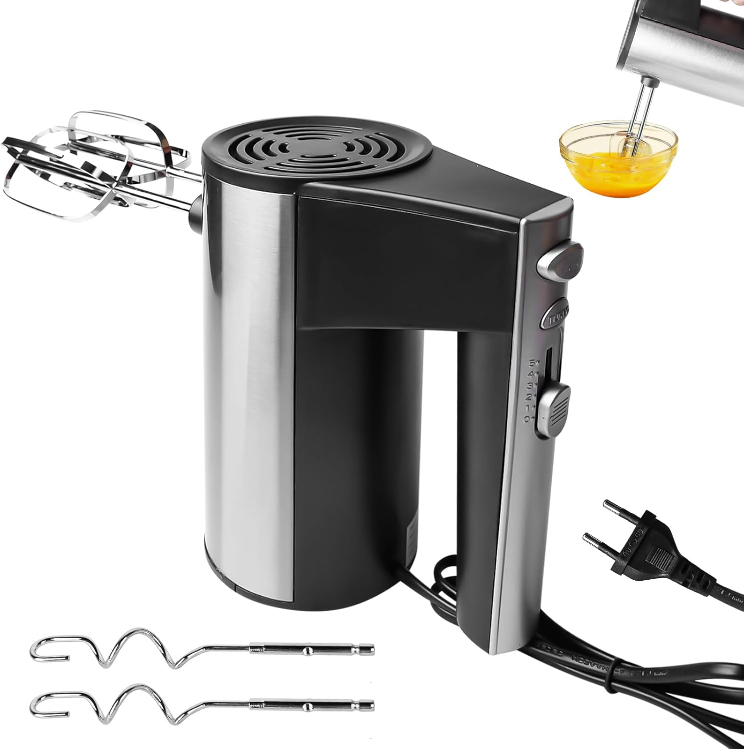 GAOUTO Hand Mixer Electric Hand Mixer, 450W Electric Hand Mixer, Mixer Hand Mixer with 4*Stainless Steel Accessories, 5 Setting Levels, Electric Hand Mixer, Mixer Hand Mixer, Kitchen Mixer, Black