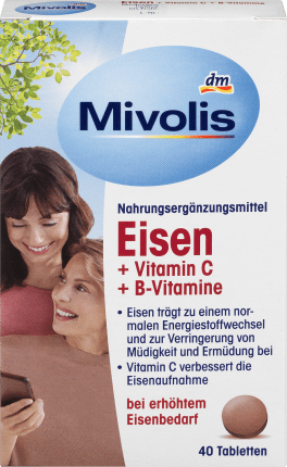Mivolis Iron + vitamin C + B vitamins, tablets, 40 pcs., 25 g