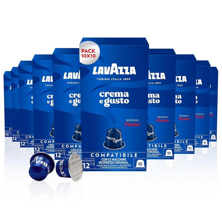 Lavazza Crema e Gusto, Creamy Espresso Experience with Notes of Nuts and Chocolate Flavor, 10 x 10 Capsules, Nespresso Compatible