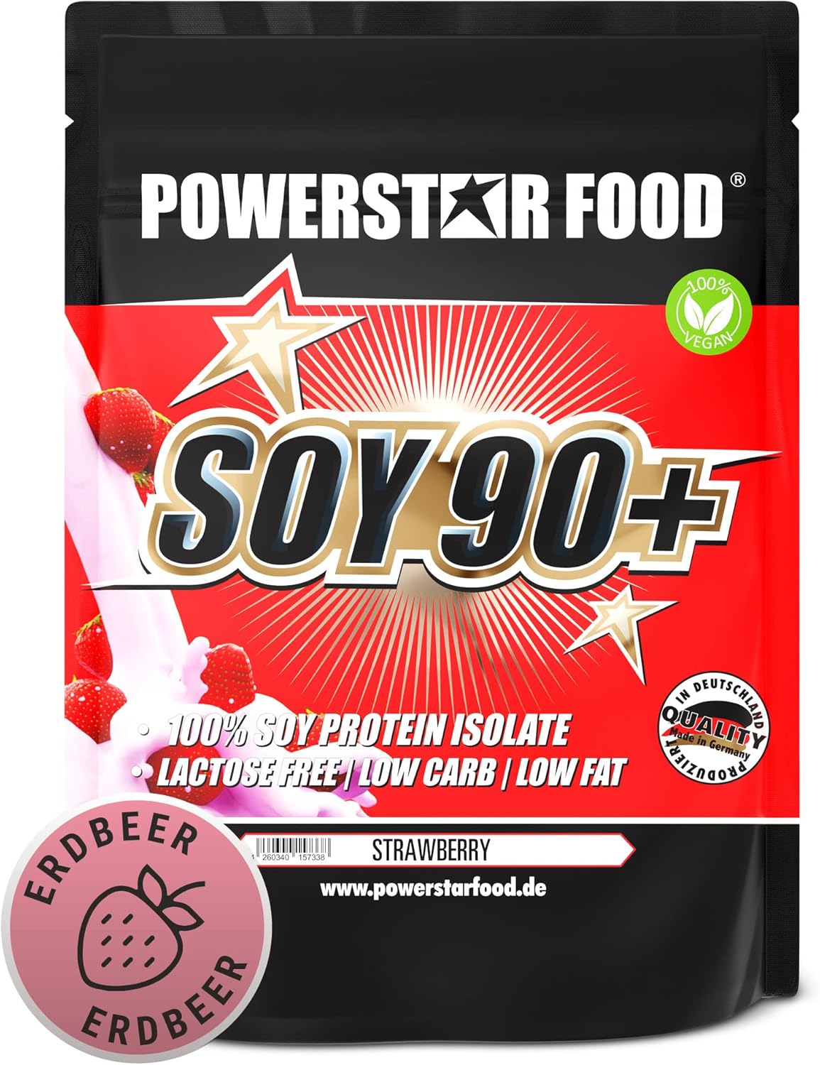 POWERSTAR FOOD Store Incomparable Superb Flavour, Pure Vegan Soy Protein Isolate, Soy 90+, Instantized, Non-GMO and Plant Estrogen Free. 1000 g) Powder, , , 1000g