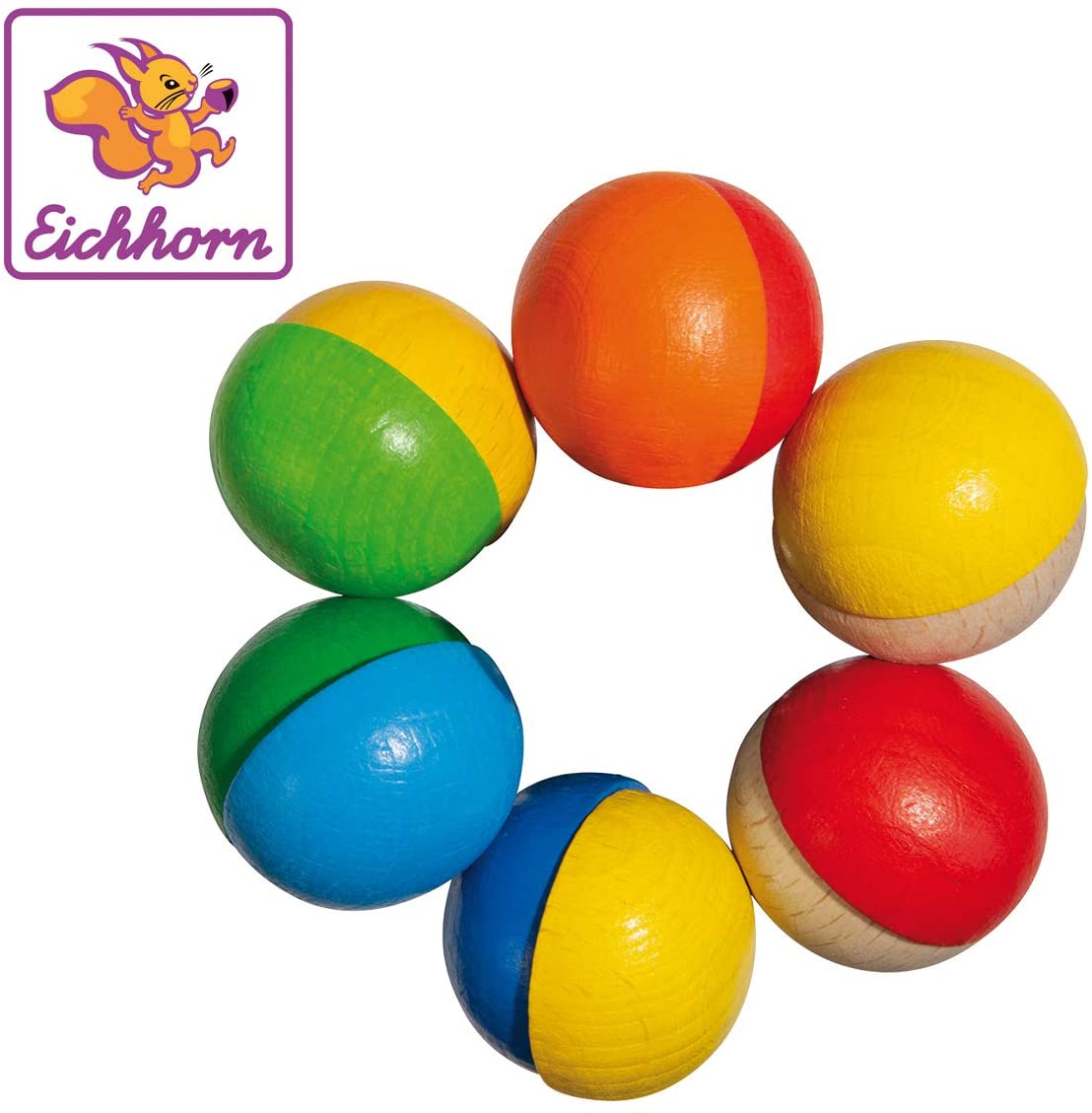 Eichhorn 100017044 12 Colourful Hemisphere Balls FSC 100 % Beech Wood KT 3 m + Made in Germany