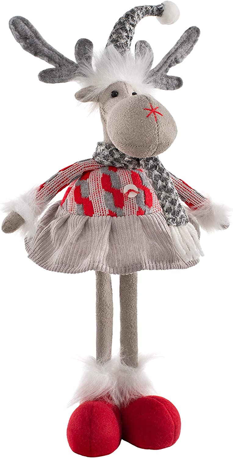 WeRChristmas 30 cm Standing Moose Figurine, Multi-Colour