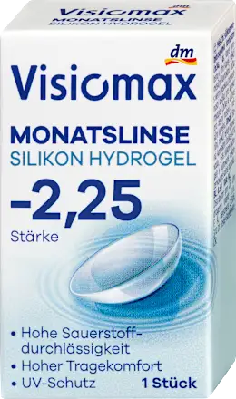 Visiomax Silicone hydrogel monthly contact lens, diopter -2.25, 1 pc