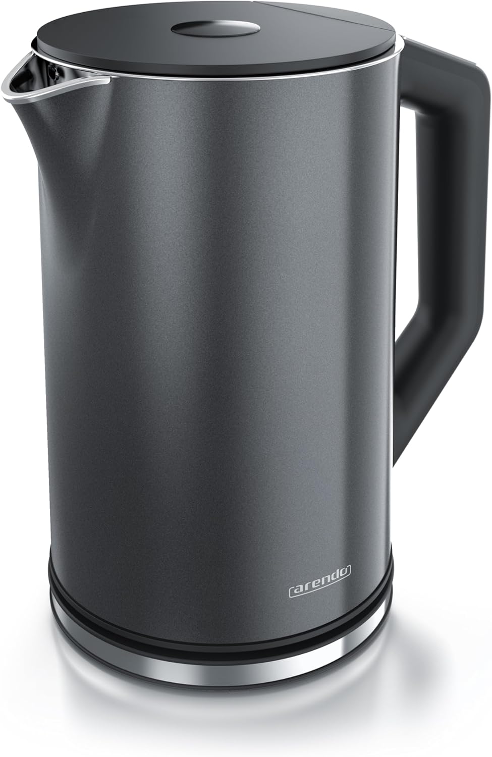 Arendo - Stainless Steel Kettle with Temperature Setting 40-100 Degrees in 5 Steps - Double Wall Design - Elegant Model - 1.5 Liter - 2200 W - Tea Maker with Temperature Display - GS - Pearl Gray