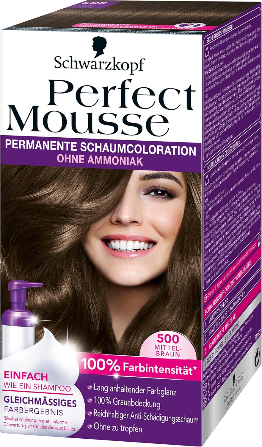 Perfect Mousse Permanent Foam Color 500 Medium Brown Pack of 3