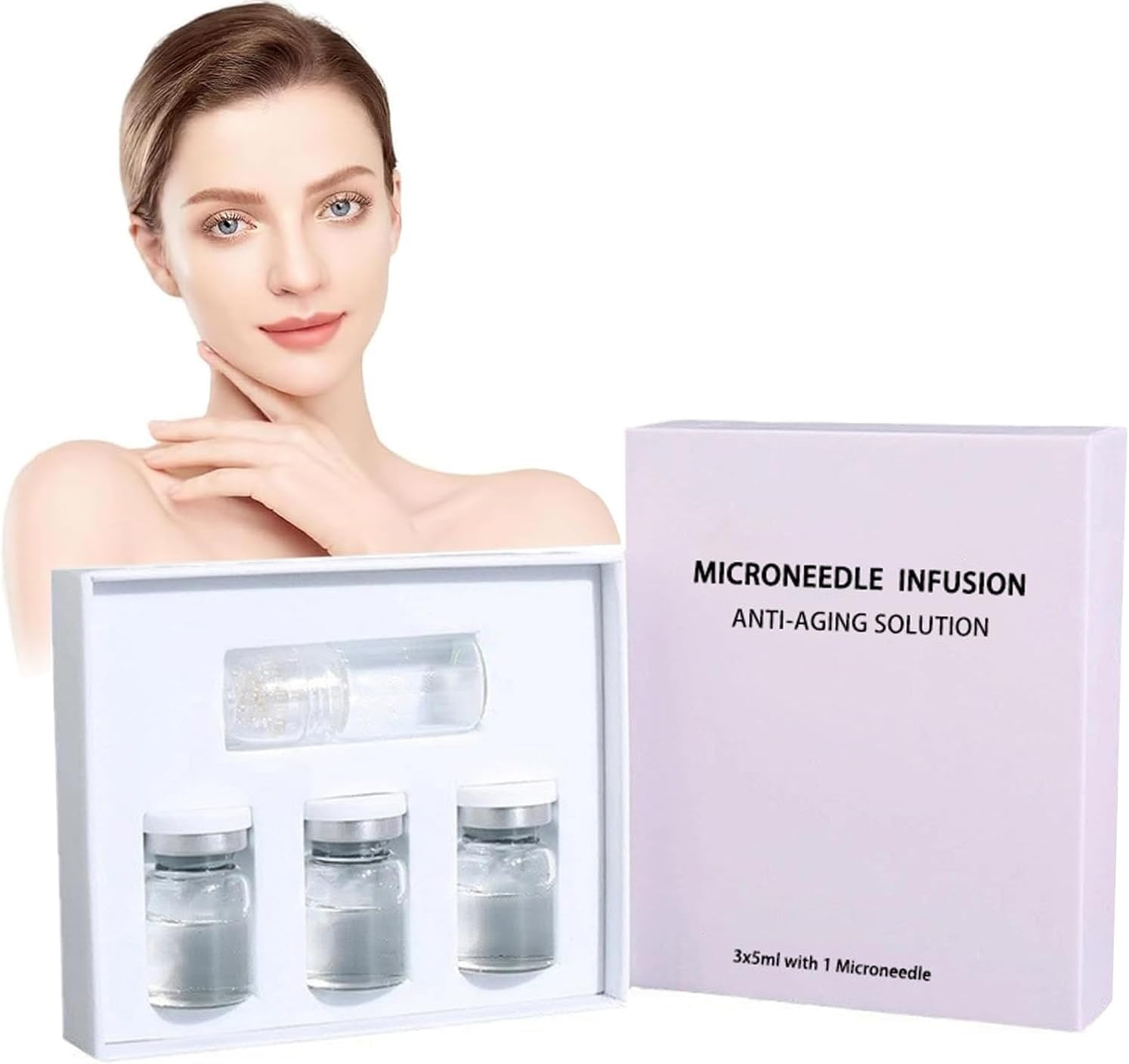 Woranb Seranova Micro Infusion System, Seranova Microneedling Set, Seranova Micro Needling Kit, Micro Infusion Kit, Skin Tightener, Anti-Ageing & Smooth Wrinkle Face Serum for All Skin Types (5 ml, 3 Pieces)