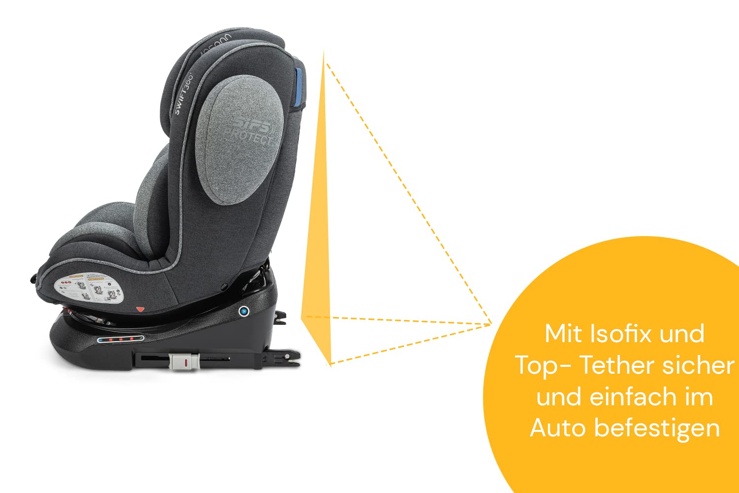 Osann Swift360 Child Car Seat Rotatable Group 1/2/3 (9-36 kg), Universe Grey