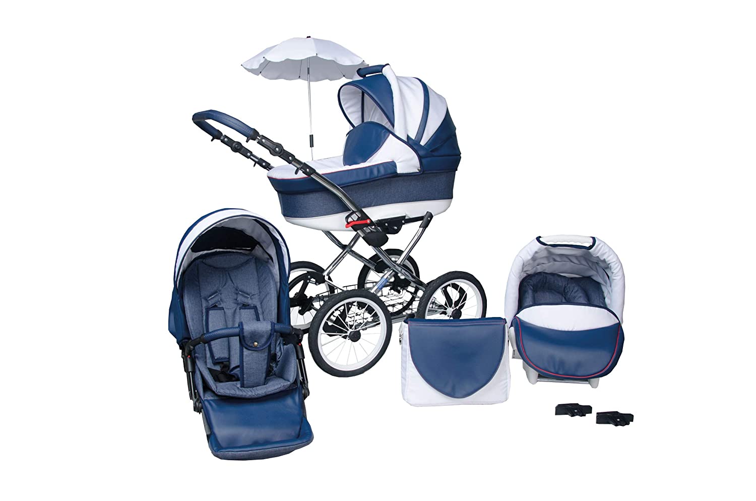Skyline Classic Retro Style Lux Combination Pram and Pushchair, 3-in-1 Travel System, Car Seat (Isofix)