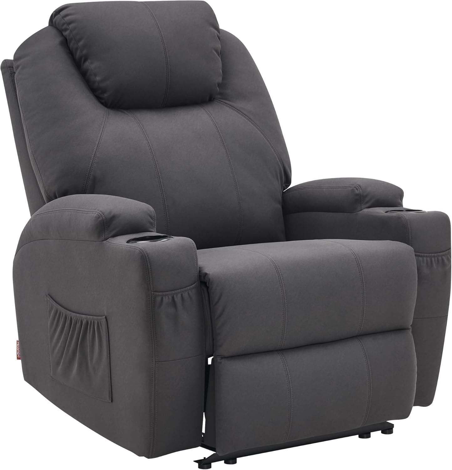 MCombo Store M MCombo 7061 Electric Recliner Chair Massage Chair TV Chair Reclining Function Vibration Heating (Dark Gray Microfibre)