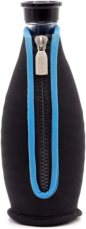Neoprene Bottle Cooler with Handle - Fits 0.615L SodaStream Crystal Glass Carafes, Wine & Champagne Bottles, Ideal for Travel (Blue)