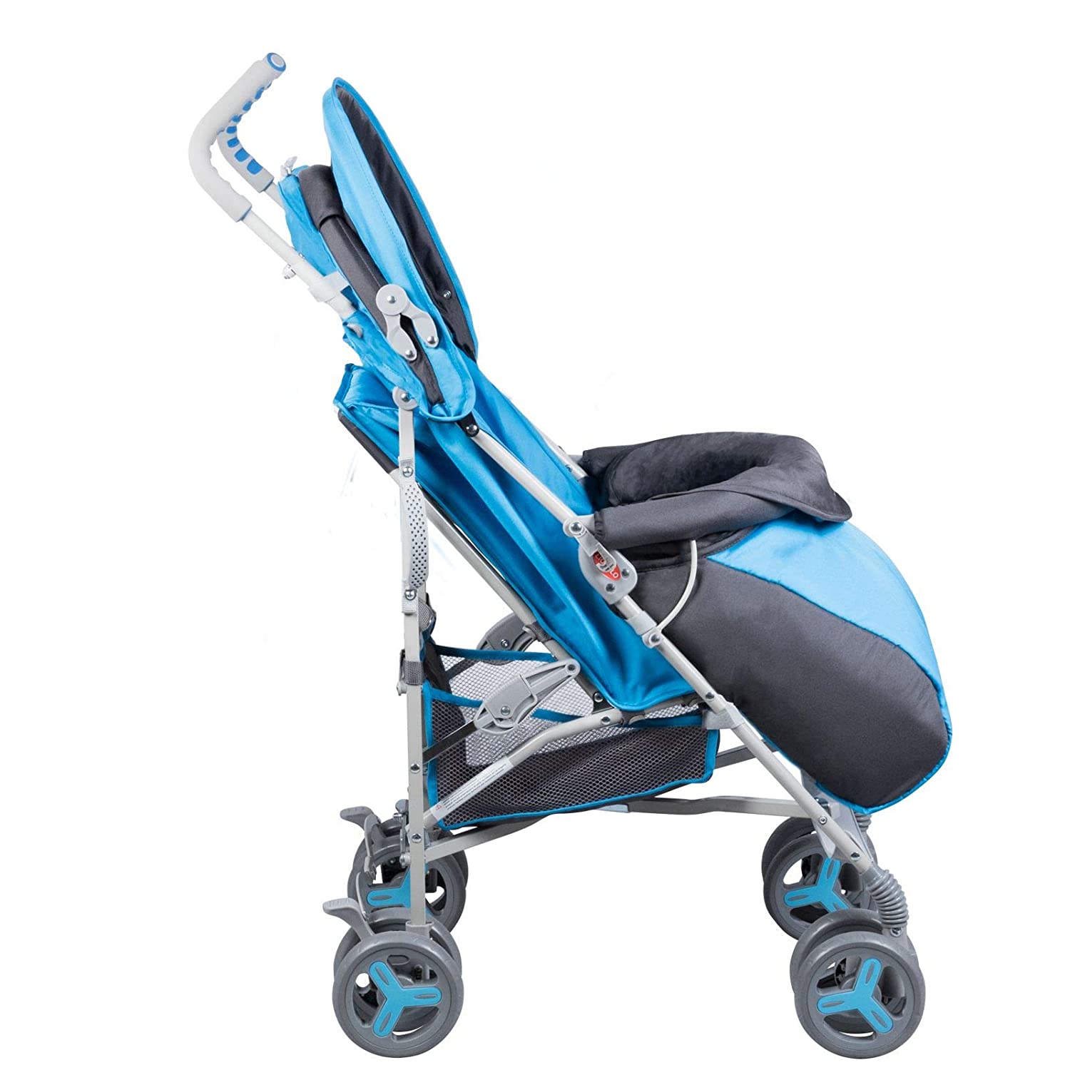 Lionelo Elia Pushchair Small Folding Pushchair for up to 15 kg, Back and Footrest Adjustment, Rear Wheel Brake, Mosquito Net, Leg Warmer, Rain Cover, Shopping Basket blue