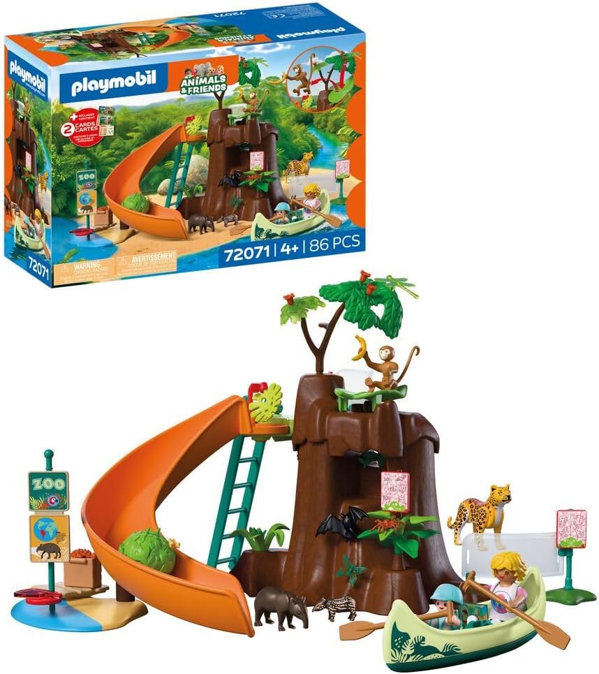 PLAYMOBIL Animals & Friends Zoo Jungle Adventures Large Jungle Tree with Canoe and Slingshot Blade Children\'s Toy from 4 Years 72071