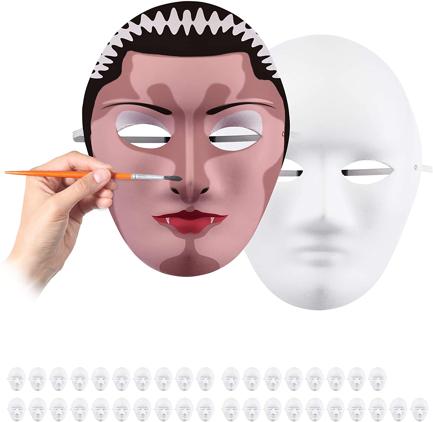Relaxdays 40 X Mask For Painting And Crafts, Carnival, Carnival, Cardboard 