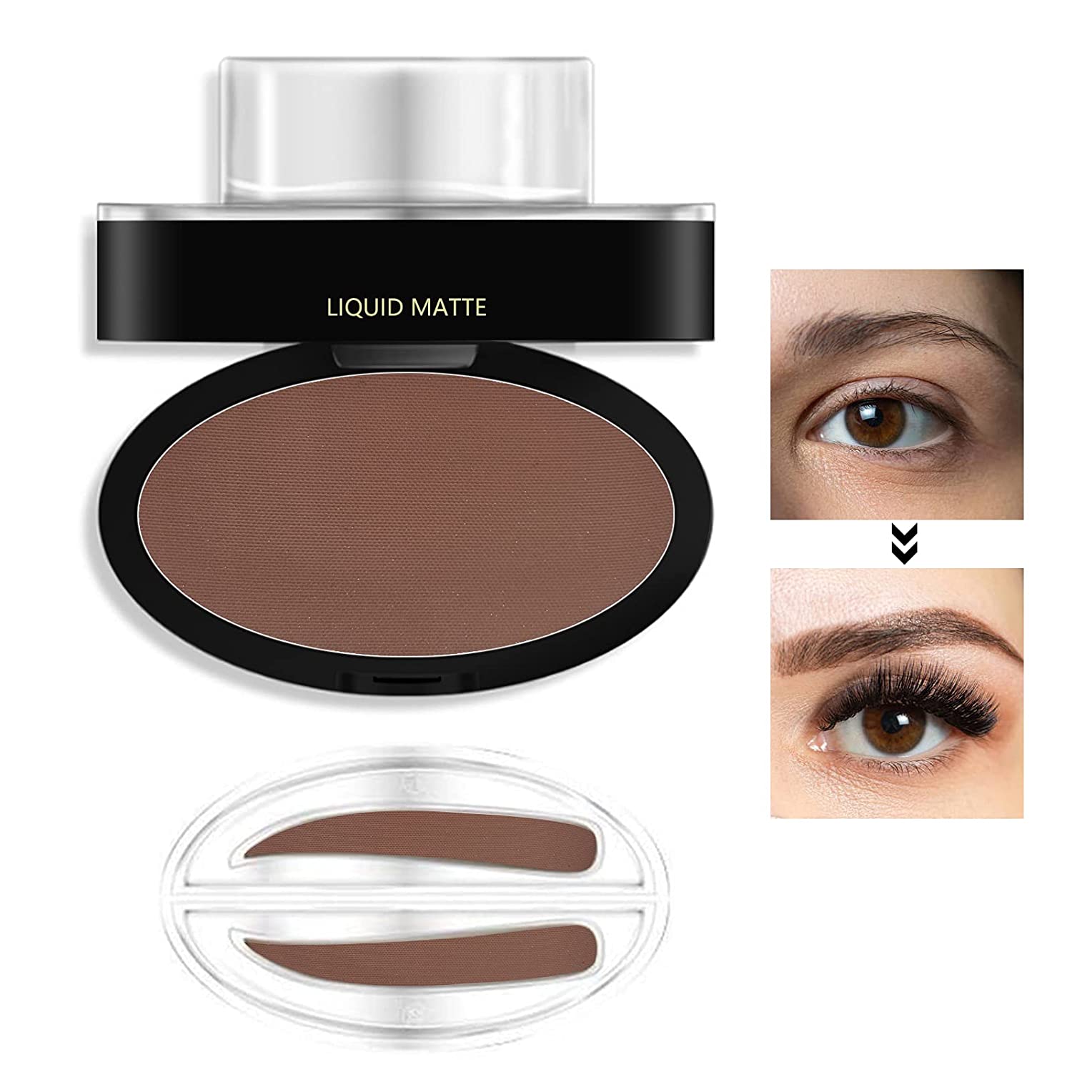 KUIRUNRX Augenbrauenpuder, Augenbrauenstempel, Stempelkit Augenbrauenpuder, Augenbrauen-Tönungs-Färbungs-Set Naturform-Puder ideal für Augenbrauen-Make-up, Dunkelbraun