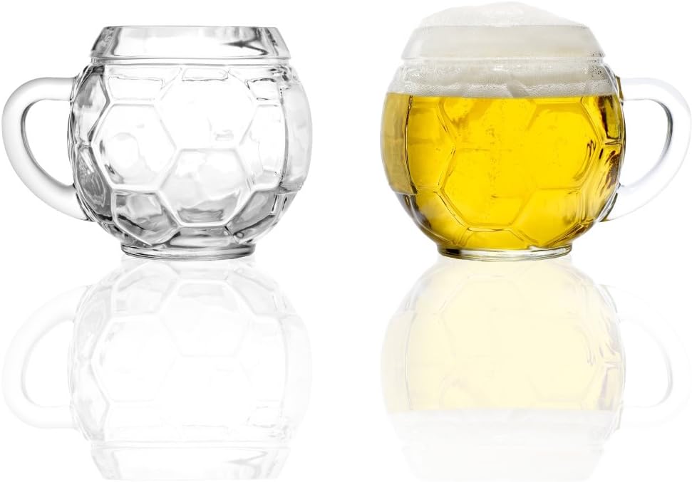 Stölzle Lausitz Store Stölzle Lausitz Football Beer Mug 0.4 Litres / Set of 2 Beer Mugs 0.4 Litres / Stable Beer Mug in Football Design / Beer Mug Dishwasher Safe
