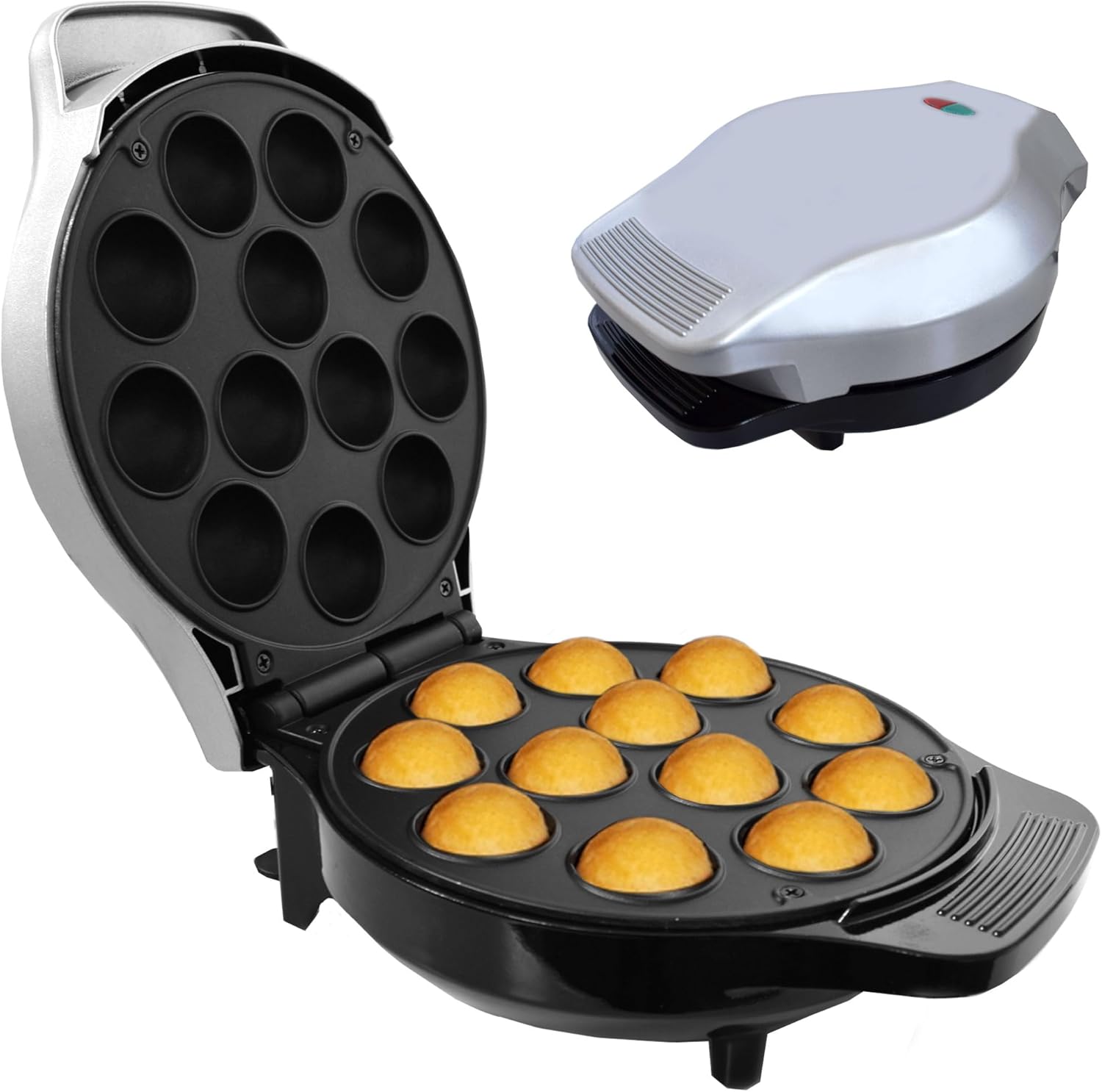 Syntrox Germany Syntrox Cake Pop Maker Machine Popcake Maker for 12 Cake Pops, 1200 Watt, Silver, Non-Stick Coating, Baking Machine, Make Your Own Holiday Pastries, Small Cake Baking Machine