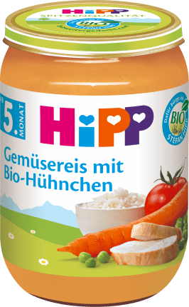 HiPP Menu vegetable rice with organic chicken from the 5th month, 190 g