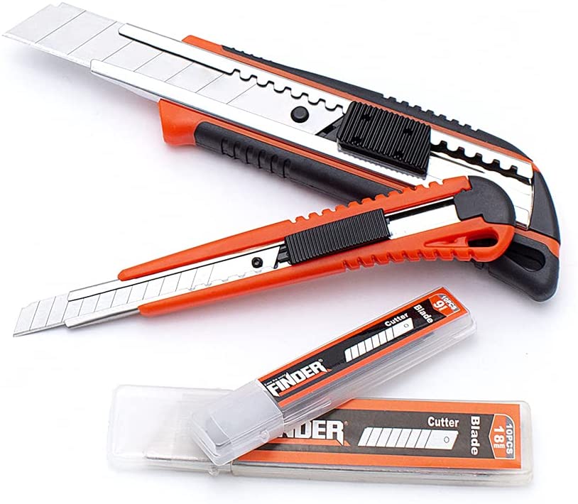 FINDER DJ191779P Utility Knife, Snap Off Blade Knives Set with 20 Blade for Office Home Art Crafts