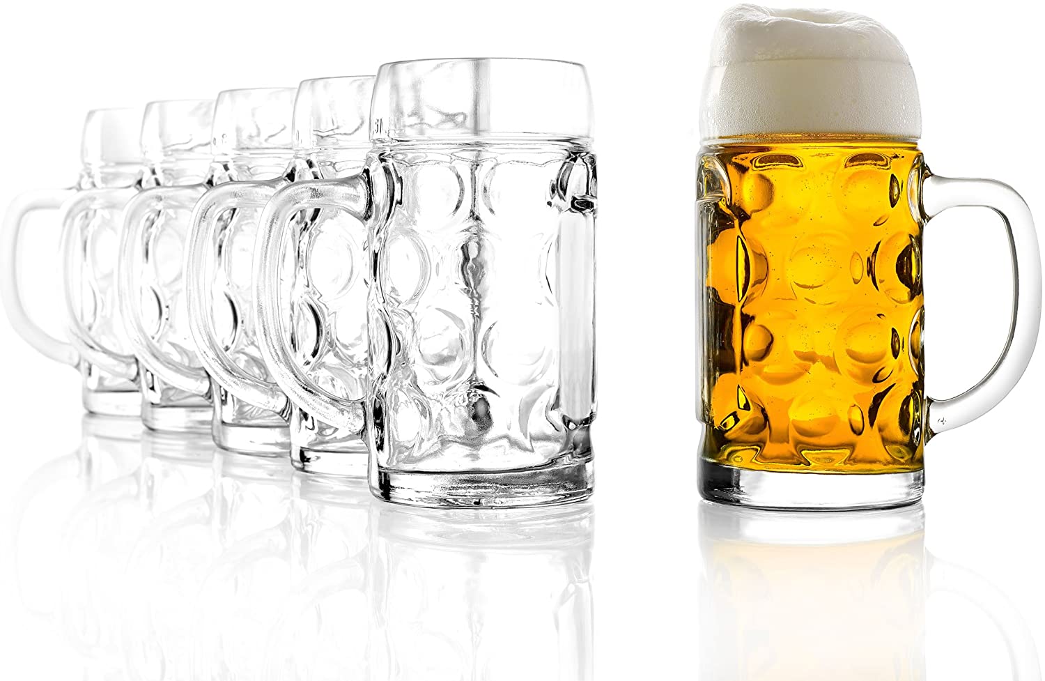 Stölzle Lausitz STÖLZLE Oberglas ISAR Beer Mug 0.5 L Original Beer Mug Oktoberfest I Traditional Beer Glass I Dishwasher Safe I High Quality (Set of 6)