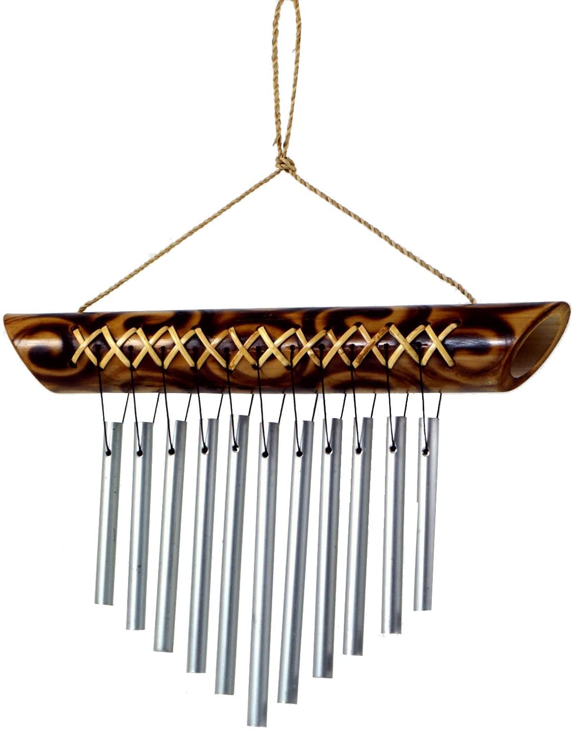 Guru-Shop Aluminium Wind Chime With Carving Version 1 25 X 50 X 2 Cm Wind C