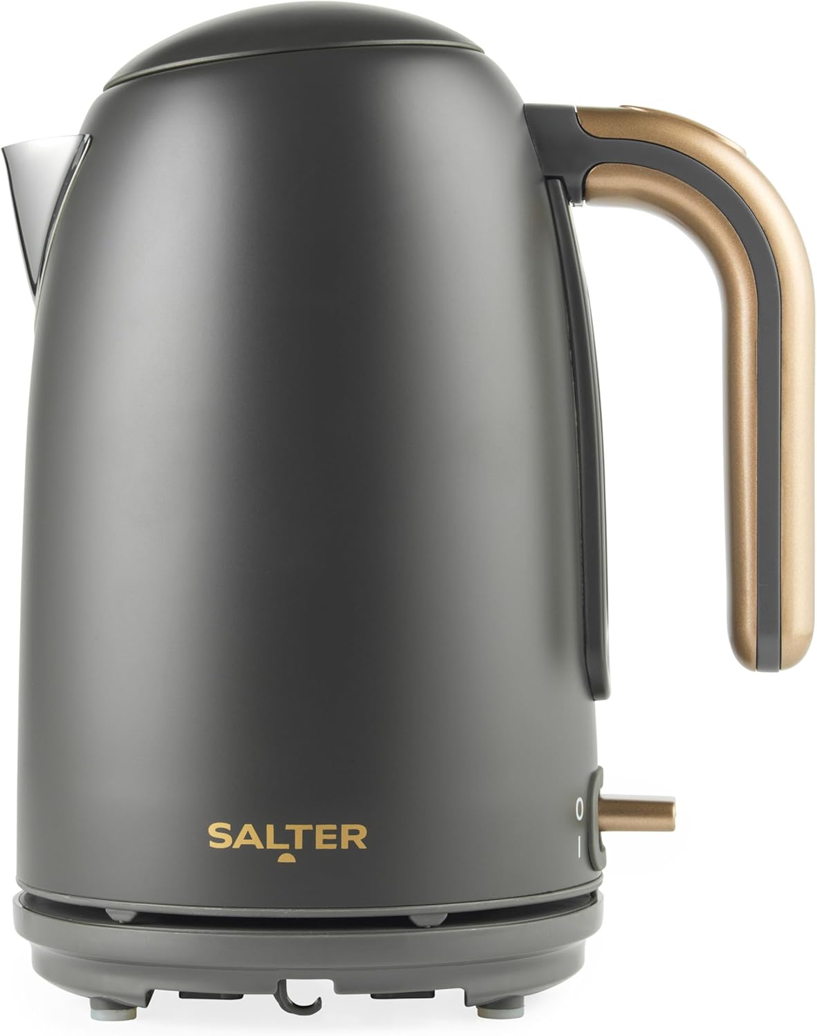 Salter Pebble EK6085CBVDE Kettle - 1.7 L Tea Kettle, Removable Limescale Filter, Water Level Indicator, 360° Swivel Base, Viewing Window, Hinged Lid, 3 kW Power, Grey/Gold