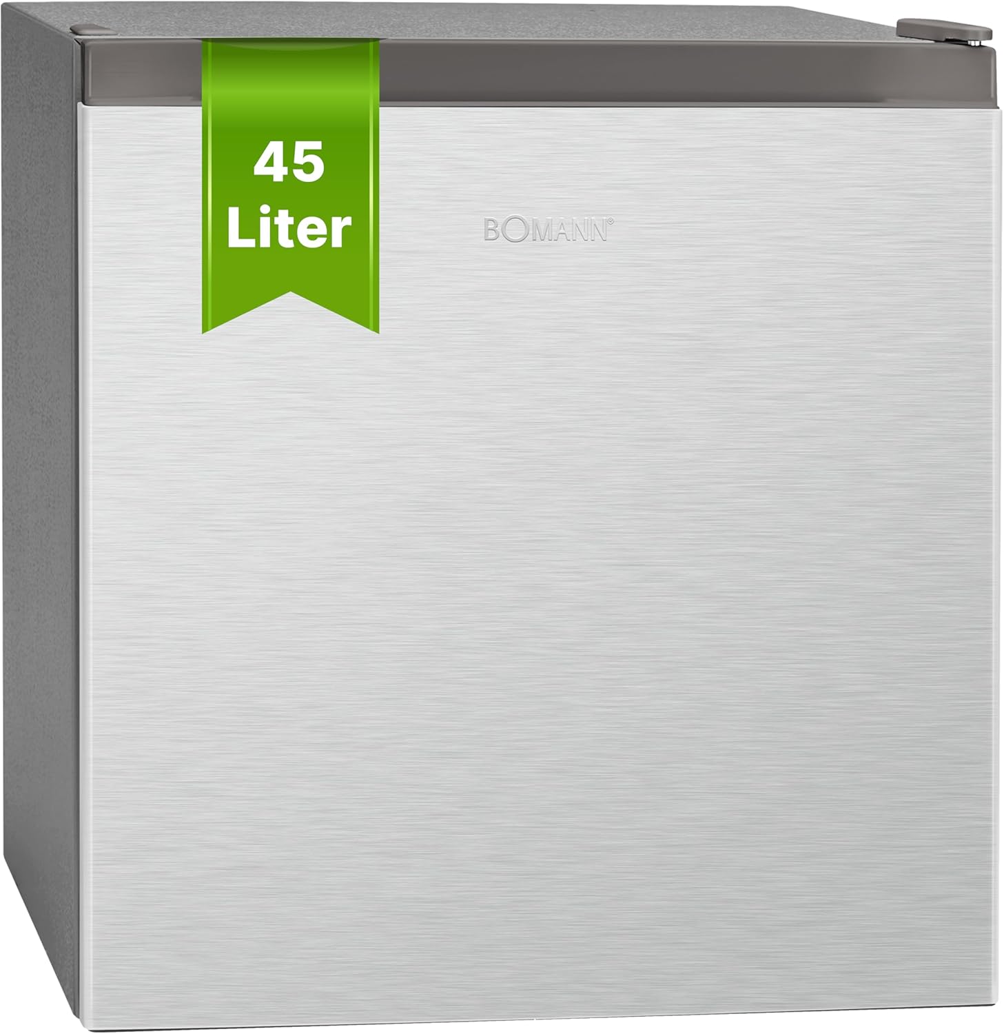 Bomann Mini Fridge 45 L with Freezer, Quiet Cool Box Small for Kitchen, Office, Camping and Gaming, Fridge Small Door Hinge Changeable - Mini Fridge Drinks Fridge Mini Bar KB 7245 inox