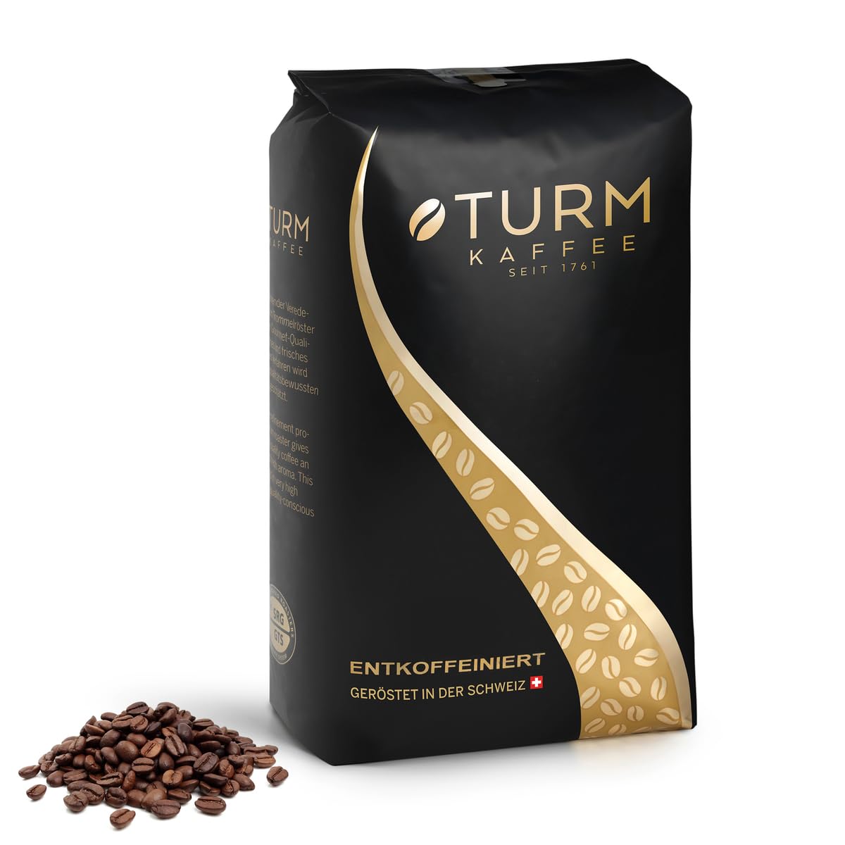 Turm Kaffee Tower Coffee - Caffeine-free 1000 g | Balanced Café Crema from the Fully Automatic | Whole Roasted Coffee Beans | Made from 100% Arabica Beans