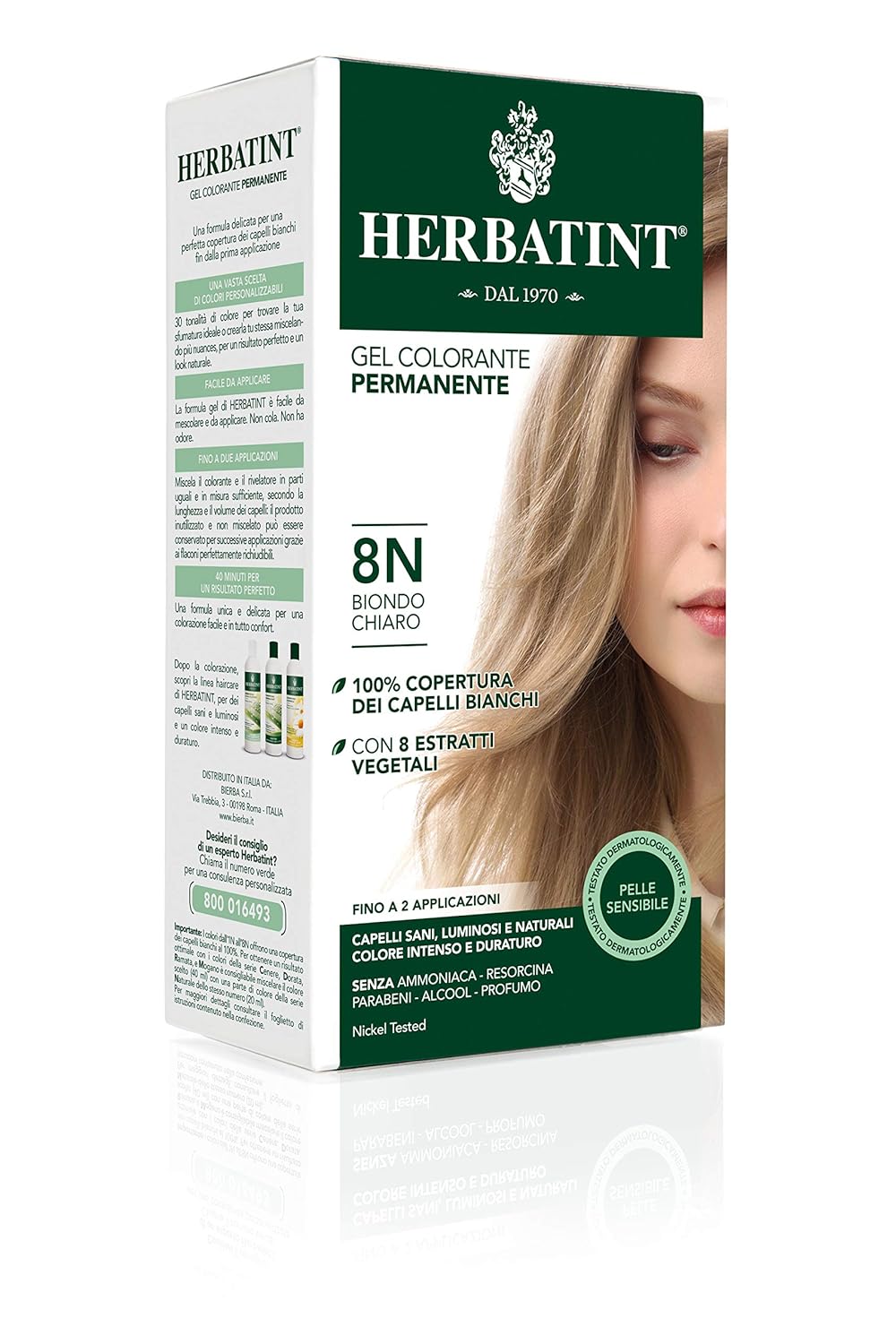 Herbatint Novavis 8N Light Blonde - Permanent color care with plant extracts - 135 ML