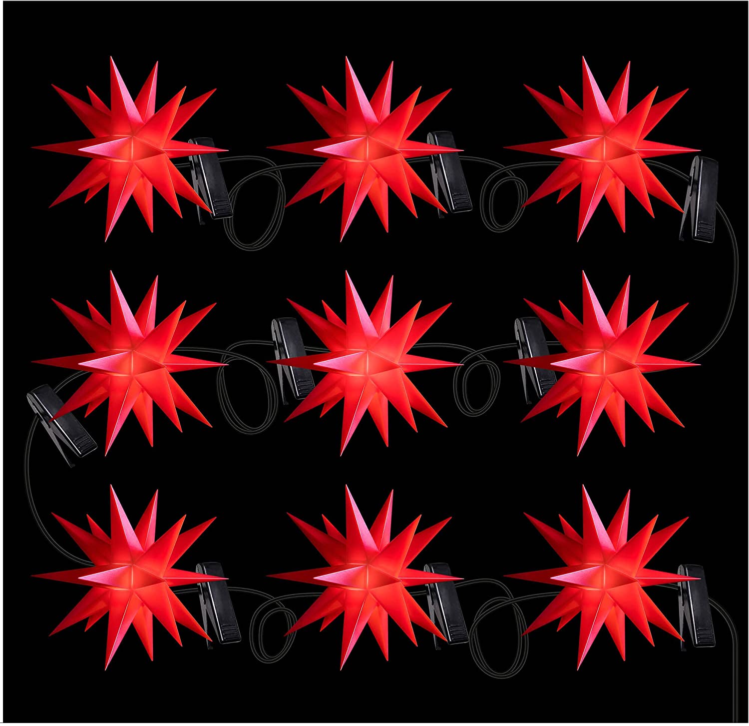 Novaliv Christmas Star Decorative Star 16 cm Stars 13 m Length 9 Star Chain