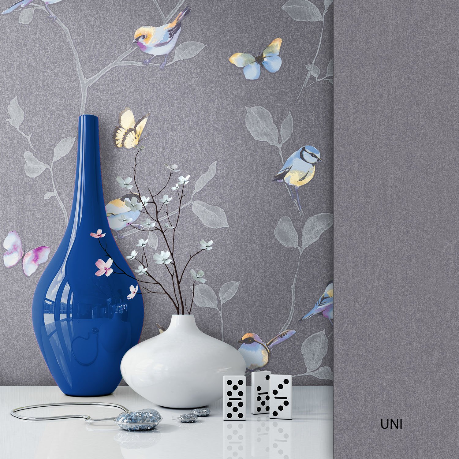 Newroom Design Newroom Flower Wallpaper Beige Non-Woven Wallpaper Black Modern Design Look