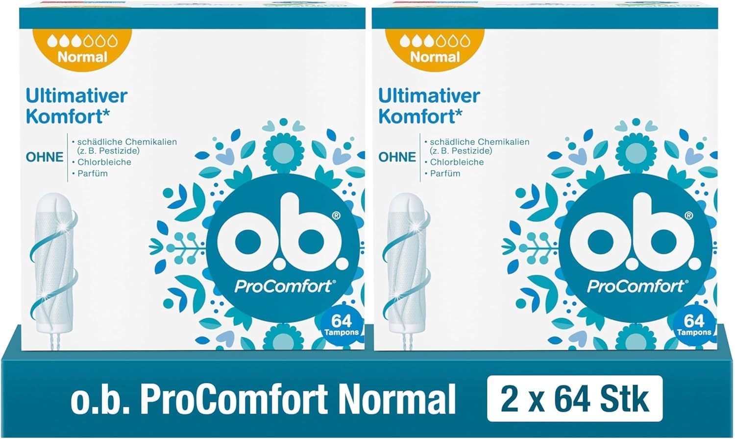 o.b. Store whether. ProComfort Normal Tampons for Medium/Stronger Days, with SilkTouch Surface for Ultimate Comfort & Reliable Protection (64 ST) (Pack of 2)