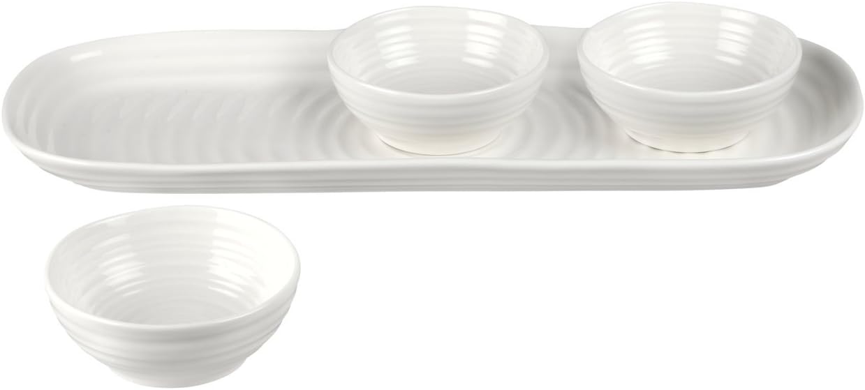 Portmeirion Home & Gifts Bowl and tray, porcelain, white, 27.5 x 10 x 3.1 cm