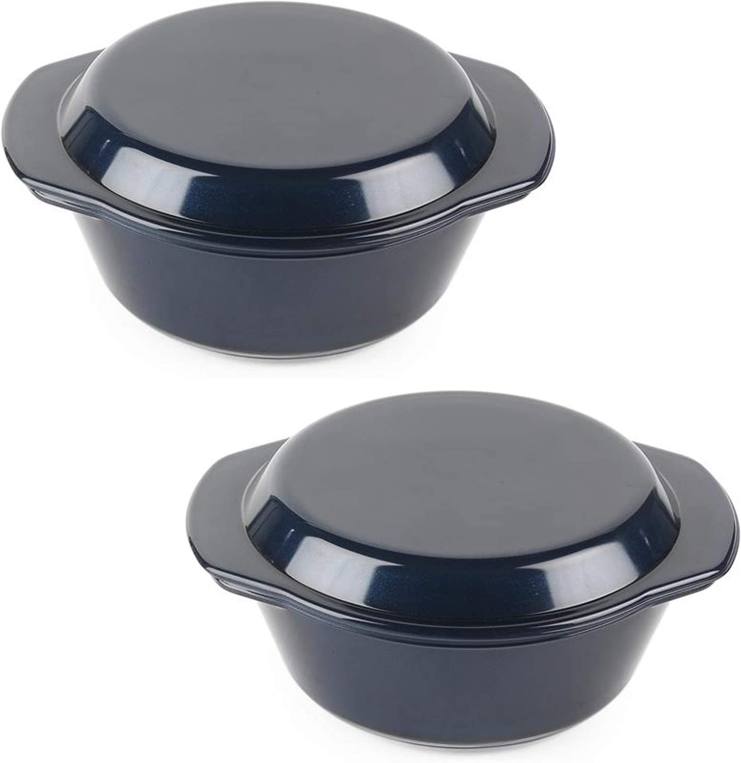 Russell Hobbs COMBO-6120 Thermal Casserole Pot with Lid | 1 L | Set of 2 | 3-Layer Technology | Thermal Shock Glass | Microwave/Dishwasher/Freezer Safe | Aluminium