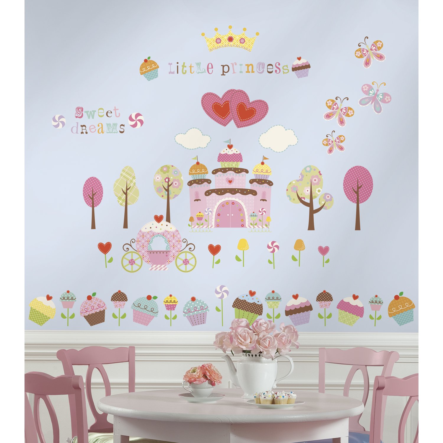 Roommates Repositionable Childrens Wall Stickers Happi Cupcake Castle