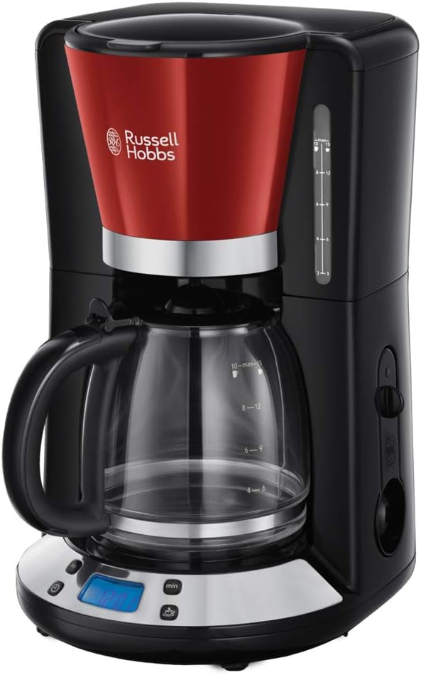 Russell Hobbs Digital Glass Coffee Maker Victoria 1.25 L WhirlTech Brewing Technology Digital Control with Programmable Timer 1100 Watt