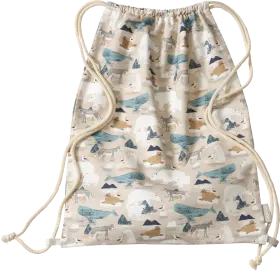 ALANA Gym bag with whale & seal pattern, approx. 32 x 40cm, beige, 1 piece