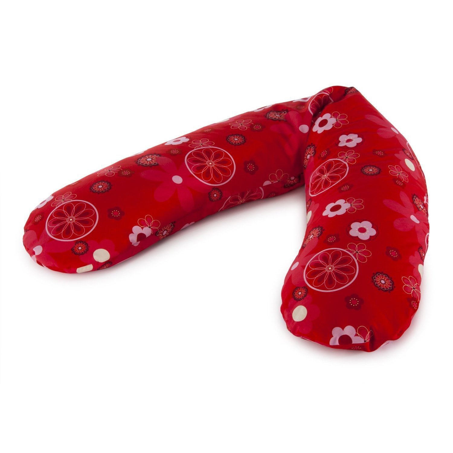 Theraline Nursing Pillow with Micro Beads Retro Flowers Red