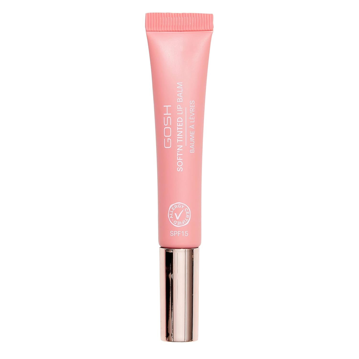 GOSH Tinted Lip Balm SPF 15, Vegan Lip Care Pen with Nude Colour (001), Smooth Soft Lips without Glue, Fragrance-Free Glossy Booster, Moisturising Lip Balm