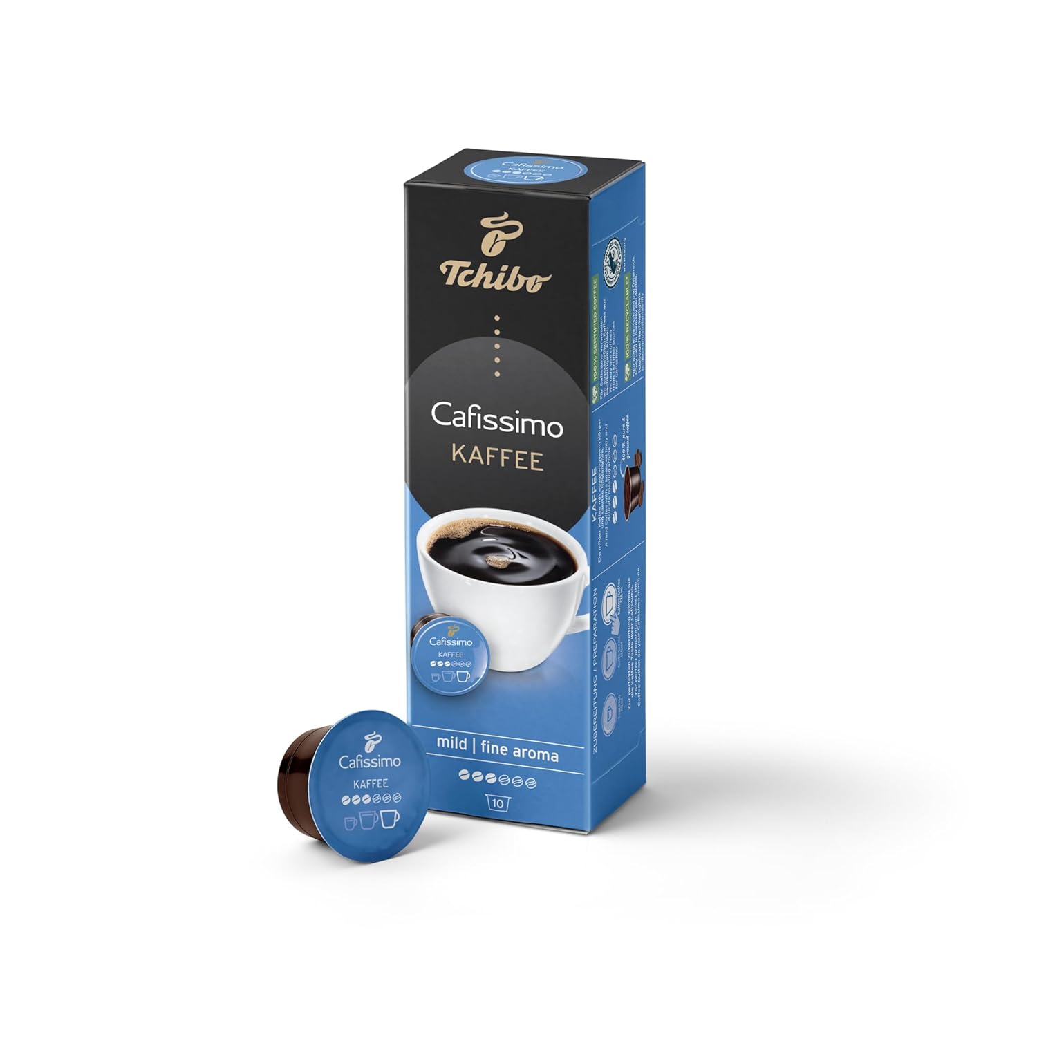 Tchibo Cafissimo Coffee Filter Coffee Mild Coffee Capsules, Pack of 10 (Coffee, Mild with Gentle Roasted Aromas), Sustainable & Fair Trade