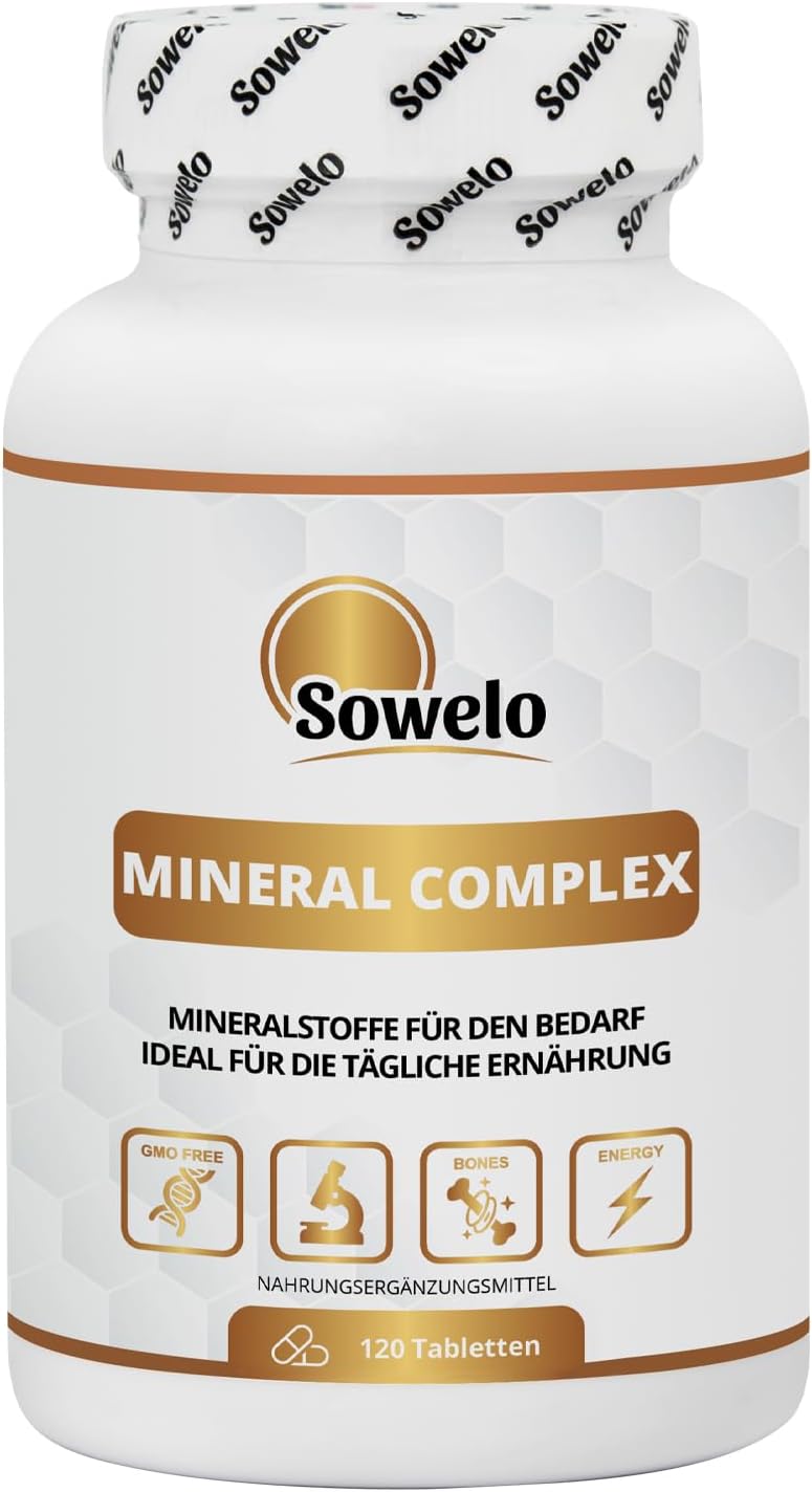 Mineral Complex - 9 Essential Minerals - 120 Tablets (60 Servings) - Magnesium, Zinc, Iron, Selenium, Chrome & More - For Bones, Muscles & Nervous System - EU Manufacturing - Sowelo