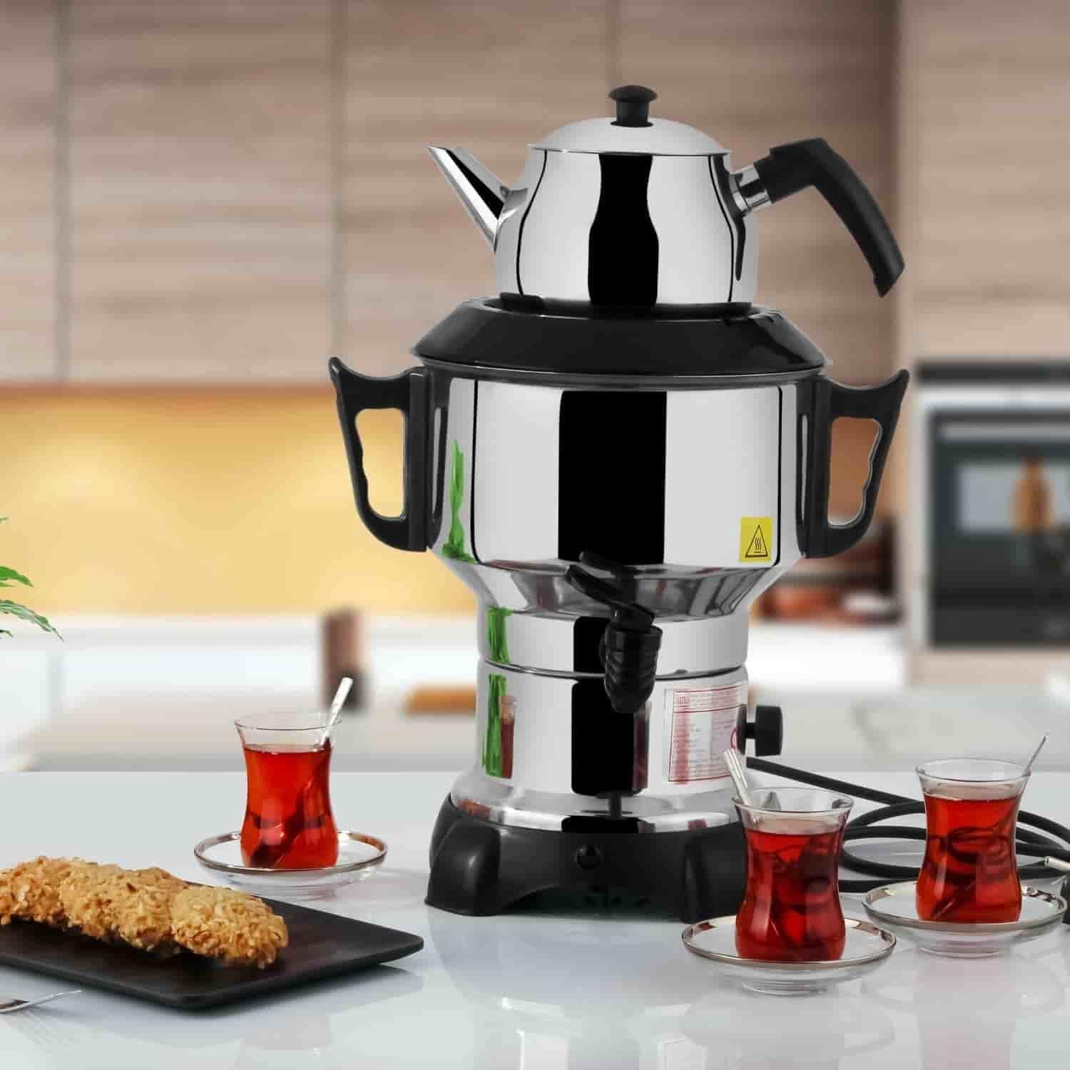 Uzman-Versand Uzman shipping Samowar 4.5 L + 1.2 L Teapot, Electric Teapot, Tea Machine, Caydanlik Tea Machine, Cay Çay Demlik Semaver