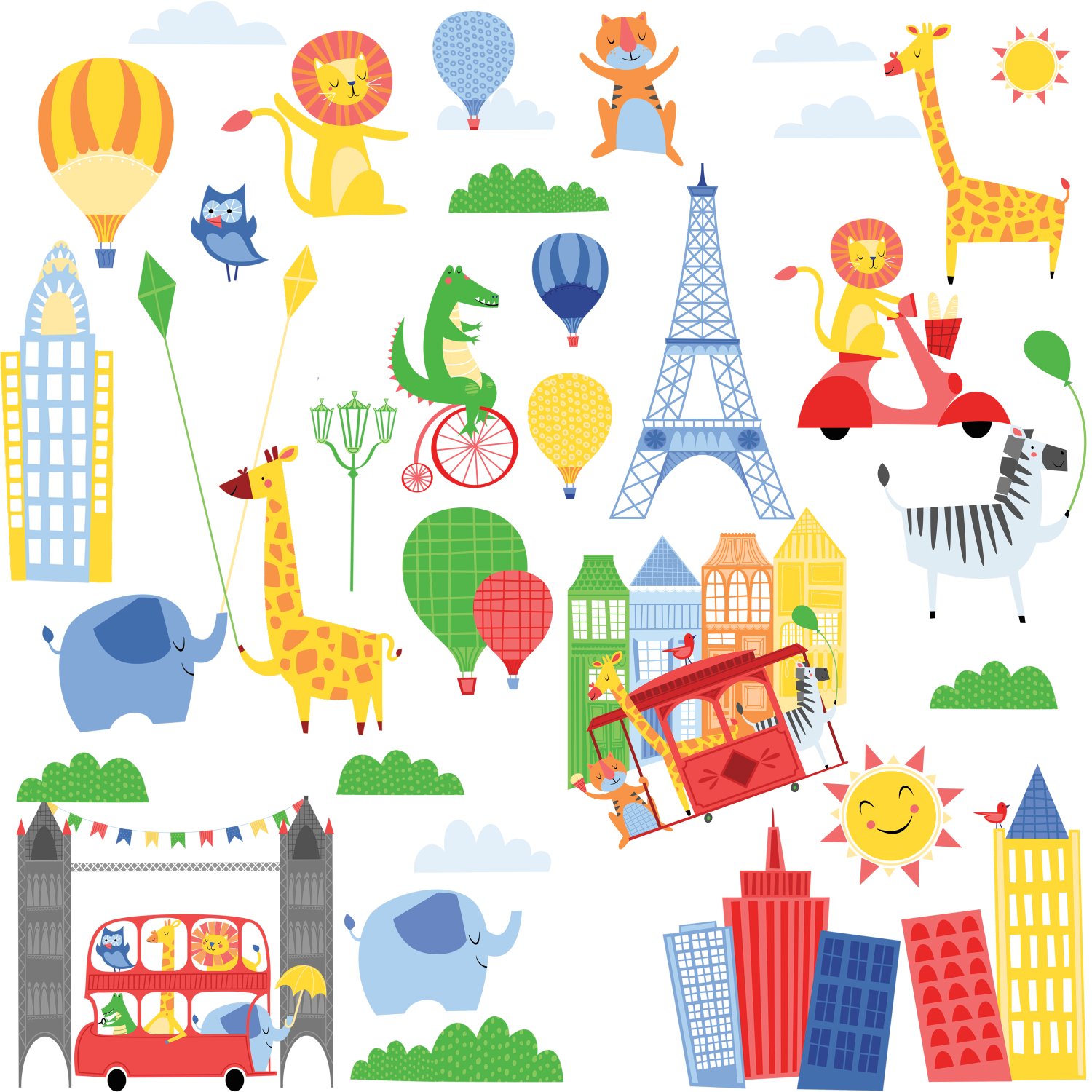 Roommates Roommates 54367 Rm – Animals In The City, Pvc, Multicoloured, 13 