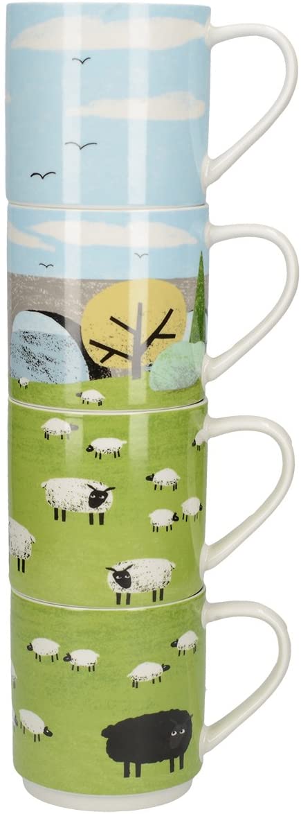 Creative Tops Set Of 4 Fine Bone China Stacking Mugs, Multi Color, 13 x 13 x 35 cm