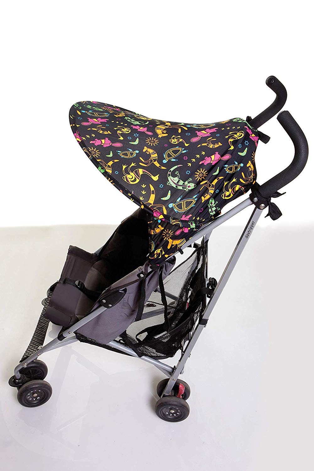 Dreambaby F282 Extenda-Shade® Pushchair Sun Shade Sun Canopy Universal Medium Size with Side Protection (Animal Motifs), Black