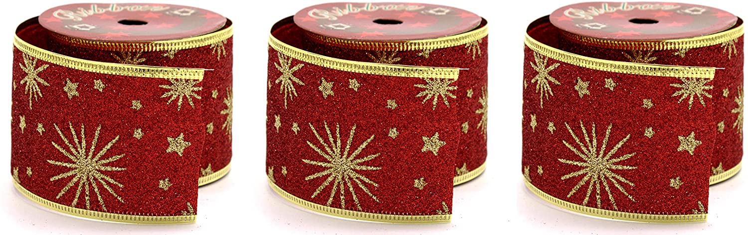 DARO DEKO Daro Decorative Fabric Ribbon 6.3 Cm X 2.7 M In Red Or Green - 1 Piece Or 3