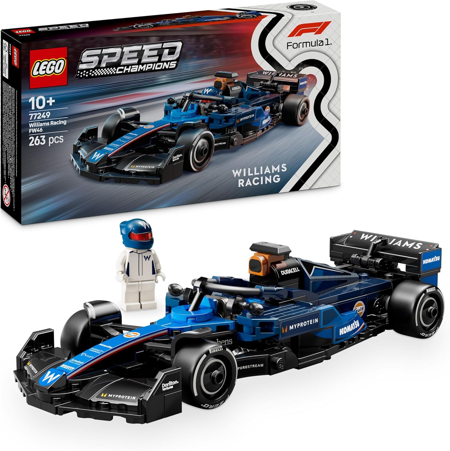 LEGO Speed Champions Williams Racing FW46 F1 Racing Car - Toy with Formula 1 Mini Figure to Collect - Gift for Boys & Girls from 10 Years and Adults Motorsport Fans 77249